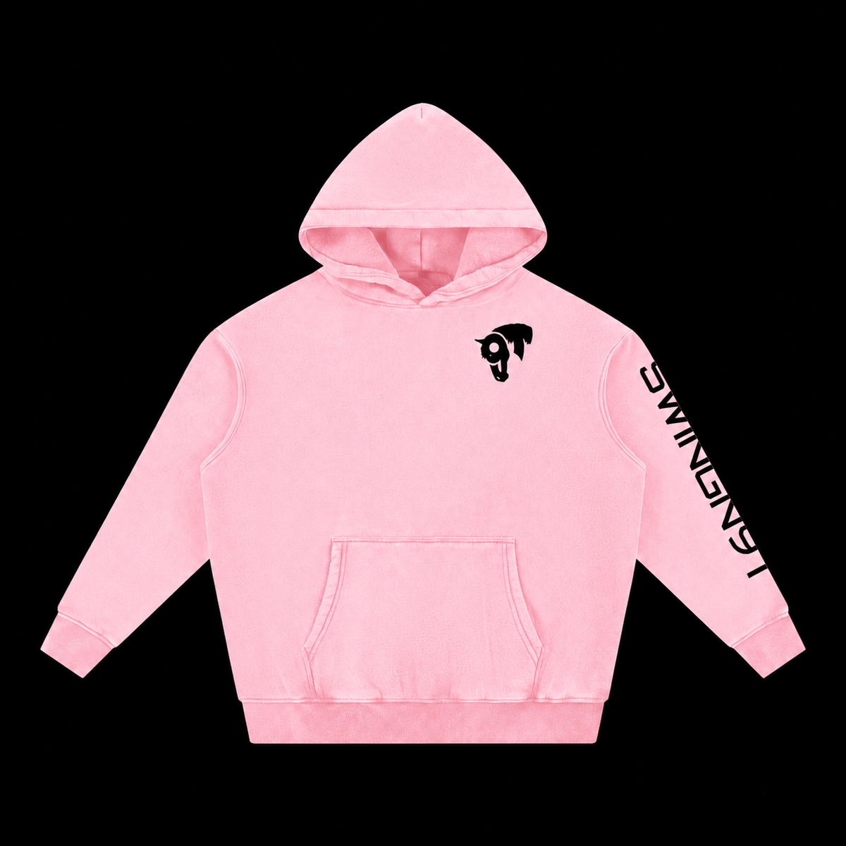 Fear No Valley hoodie — Pink, front on black background