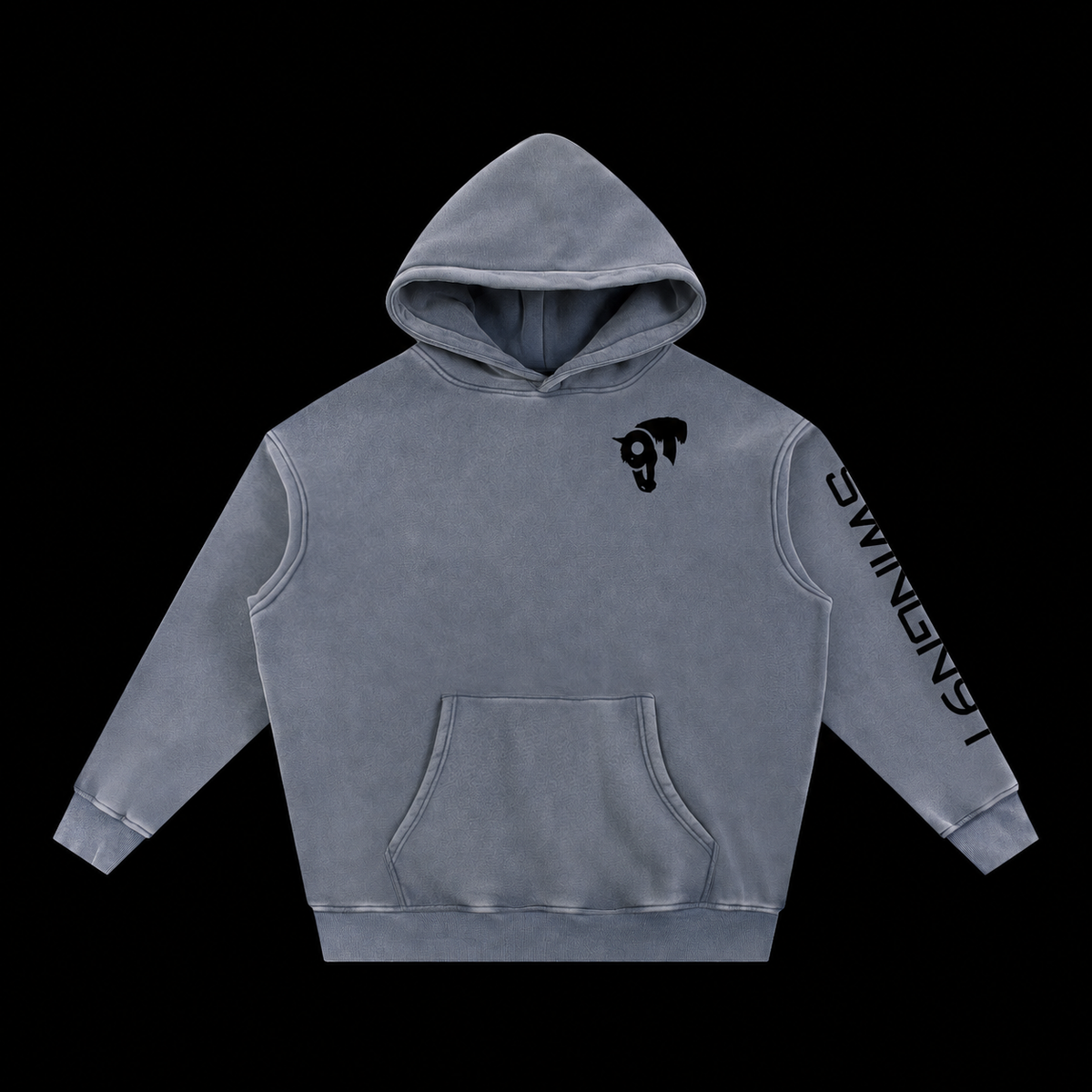 Fear No Valley hoodie — Royal Blue, front on black background