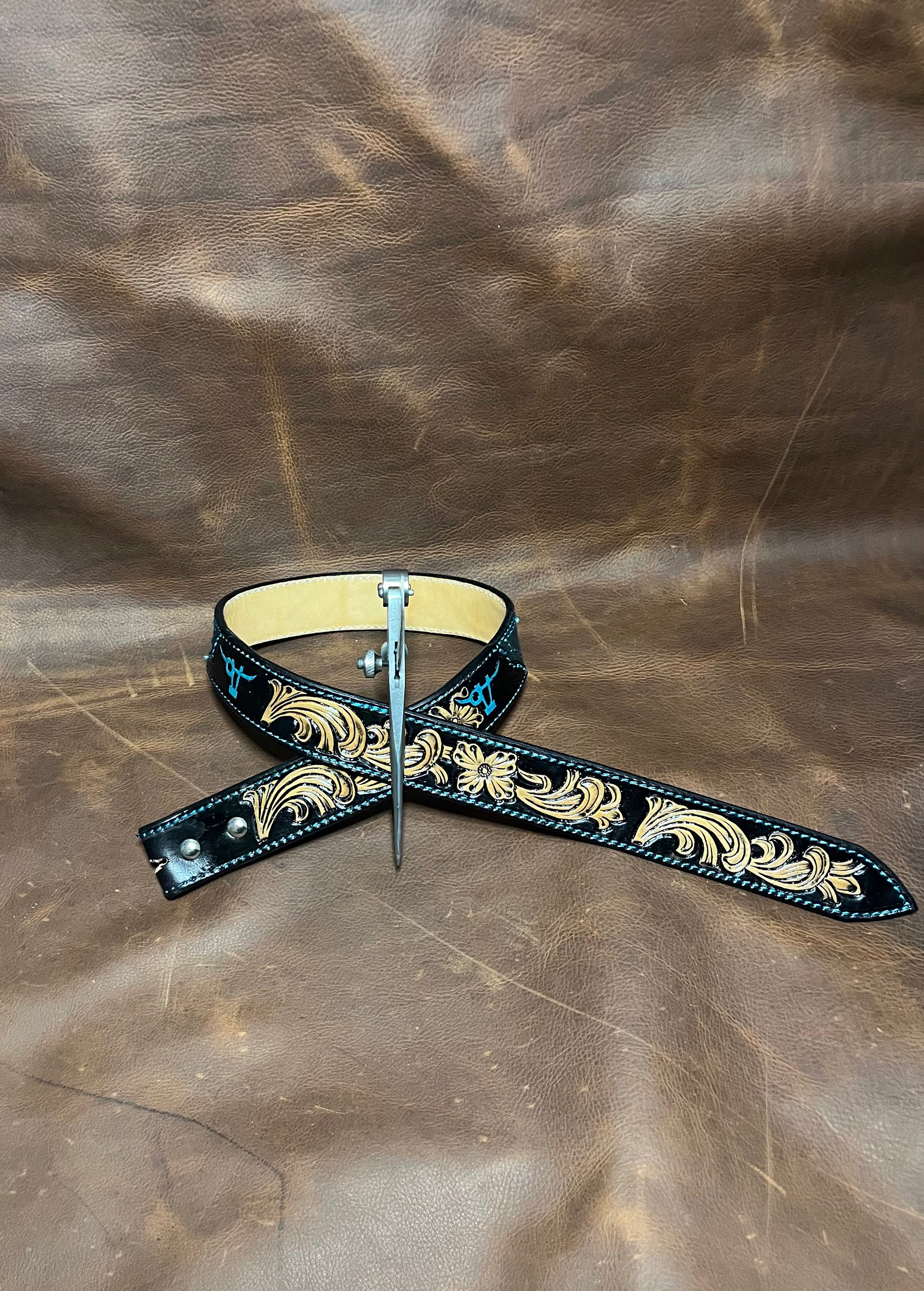 Swingn9t Tooled Floral Custom belt (Rough Out)