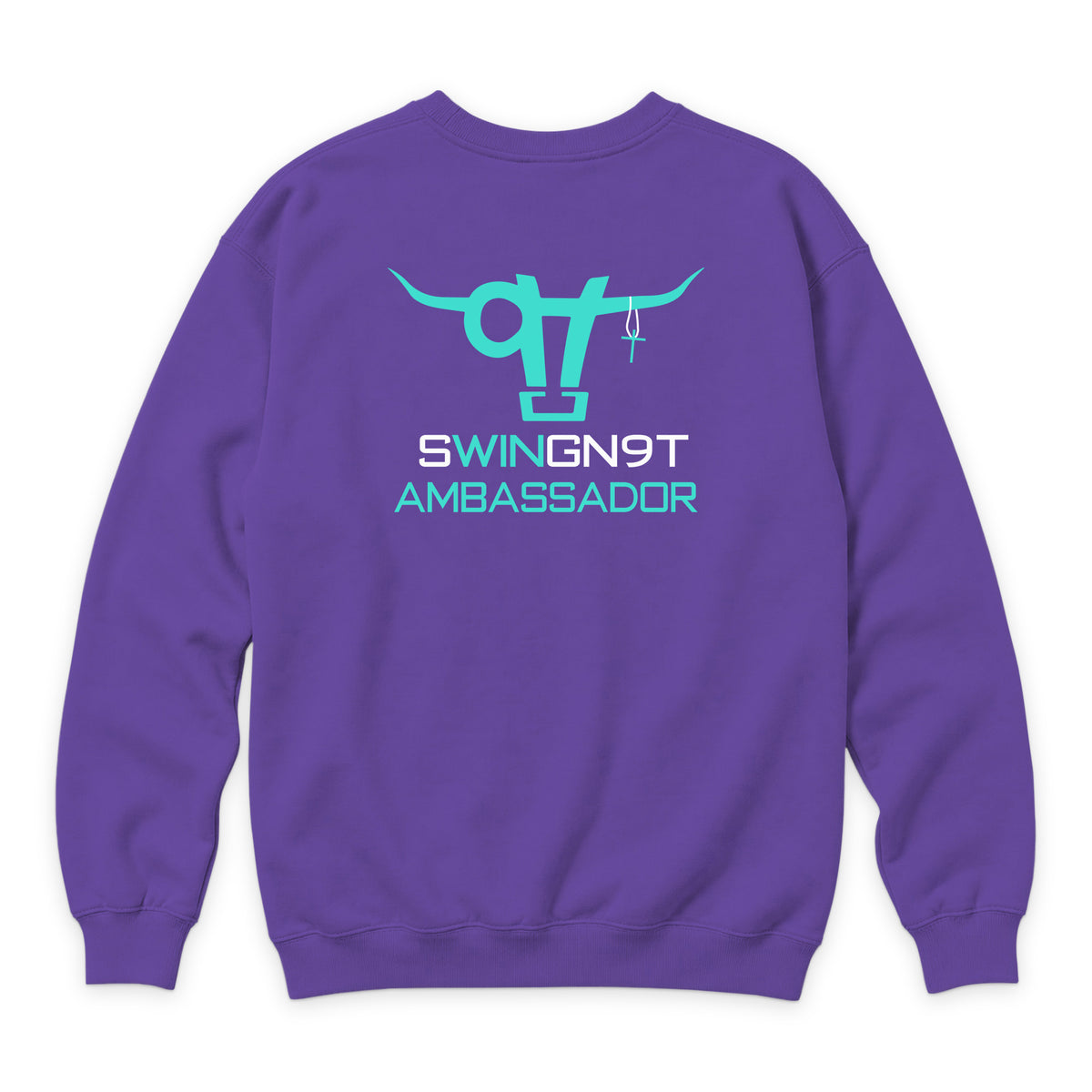 Ambassador Branded Crewneck — Purple — back view on white