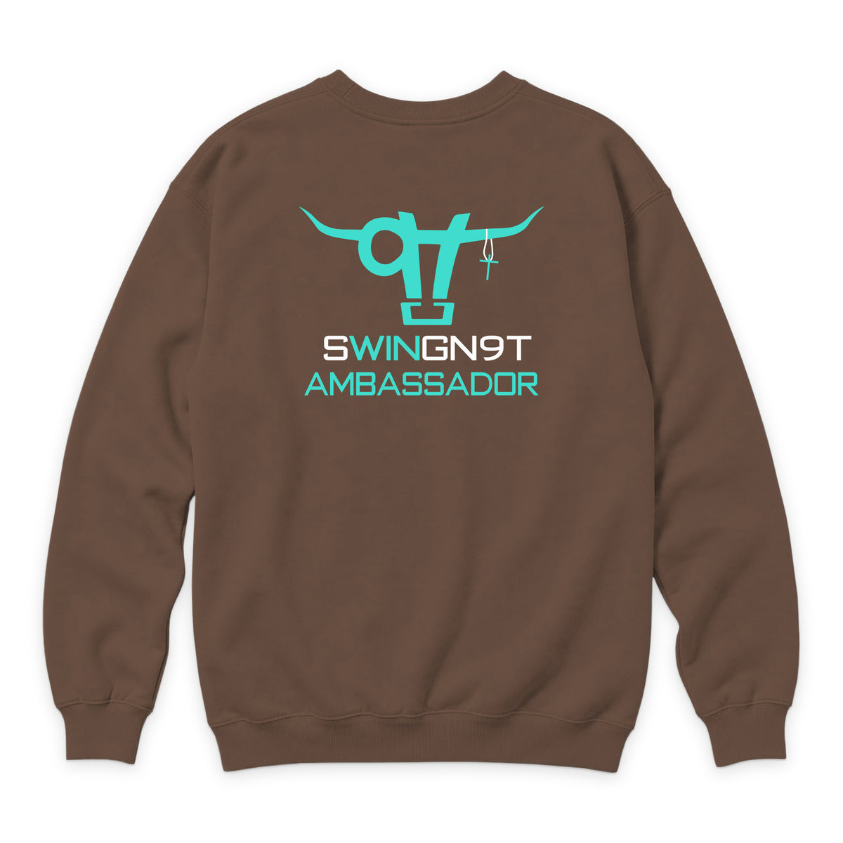 Ambassador Branded Crewneck — Chestnut — back view on white
