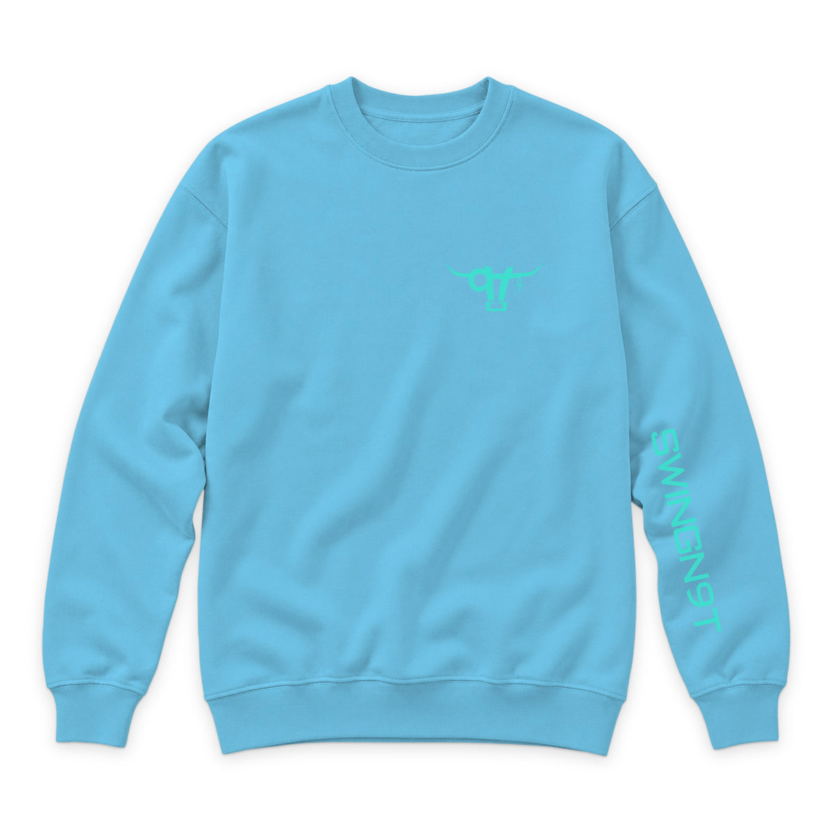 Ambassador Branded Crewneck — Ocean Blue — front view on white