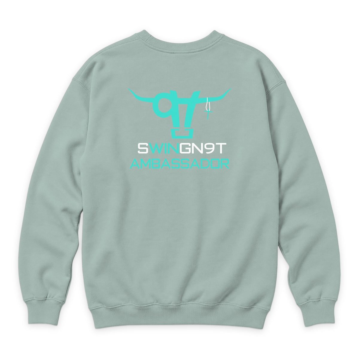 Ambassador Branded Crewneck — Seafoam — back view on white