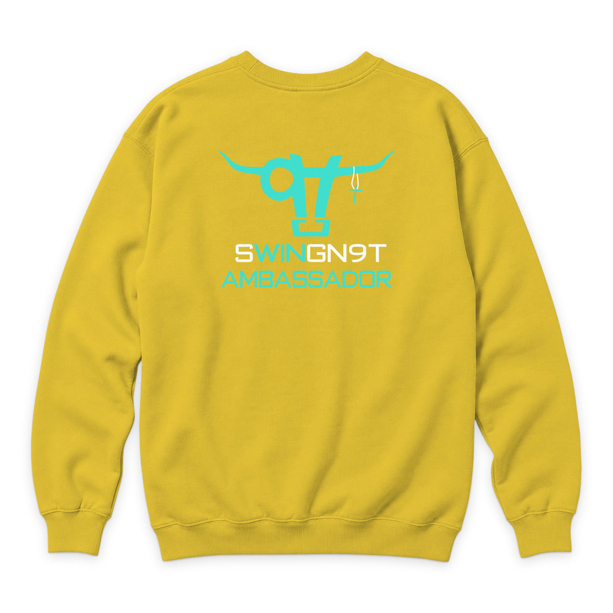 Ambassador Branded Crewneck — Lemon — back view on white