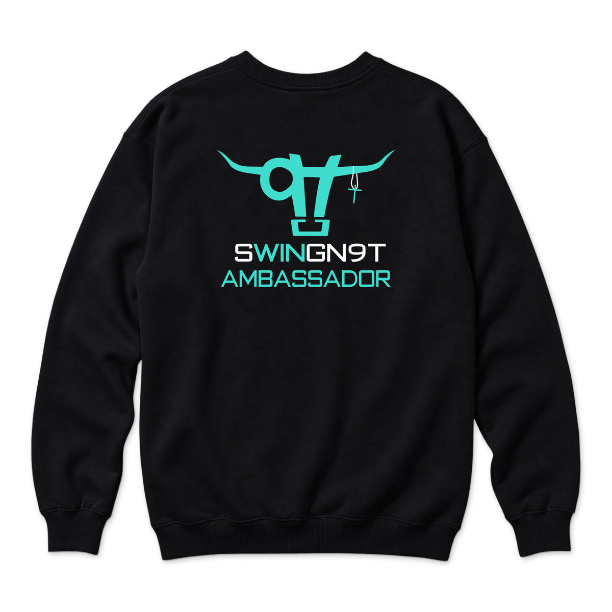 Ambassador Branded Crewneck — Black — back view on white