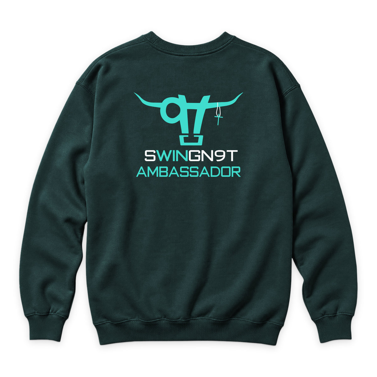 Ambassador Branded Crewneck — Sports Green — back view on white