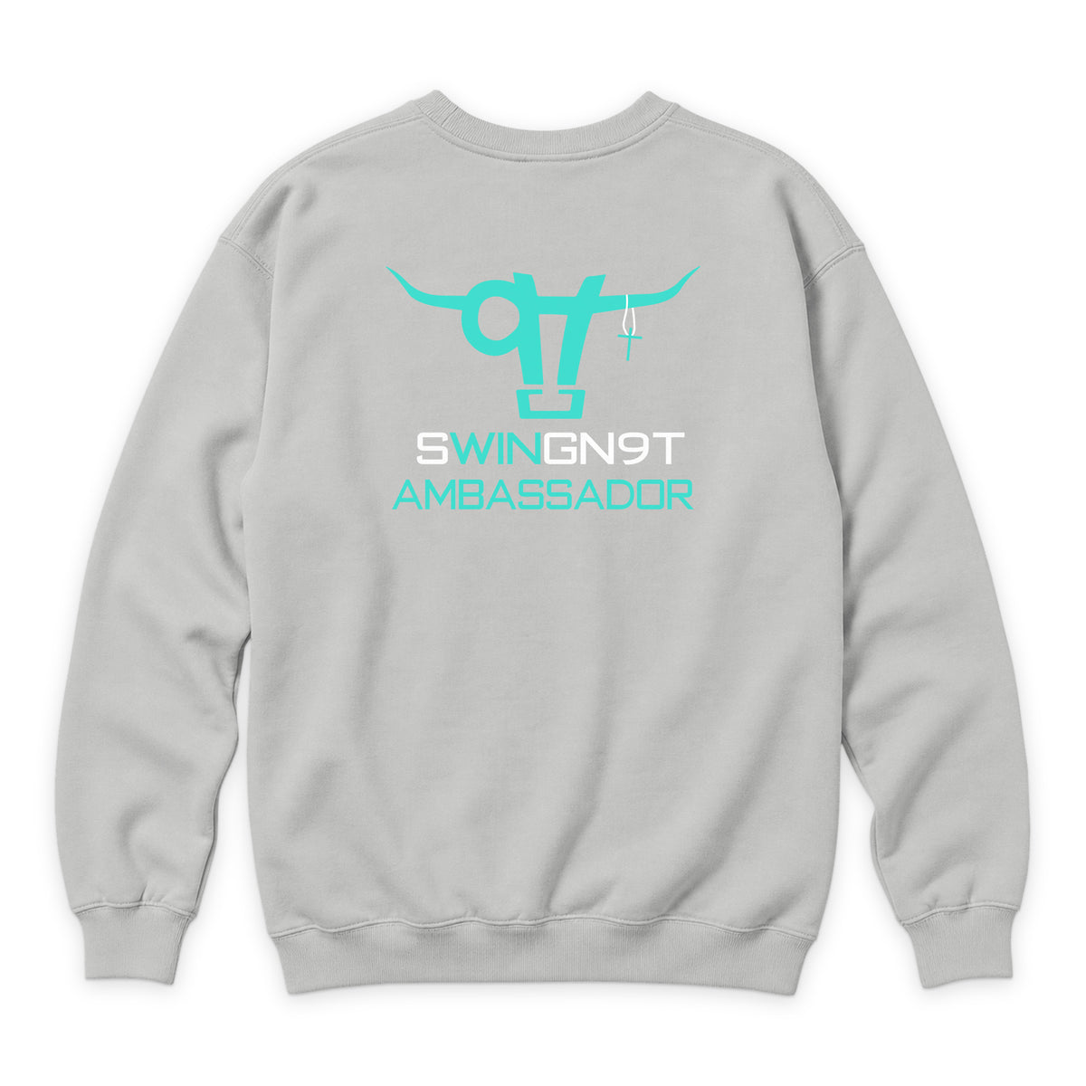 Ambassador Branded Crewneck — Dove Grey — back view on white