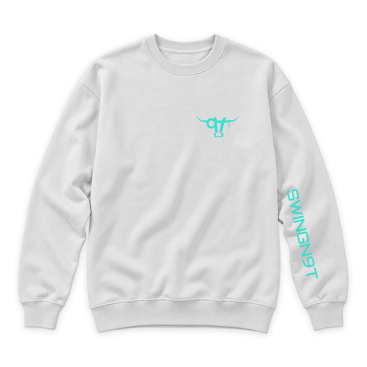 Ambassador Branded Crewneck — White — front view on white