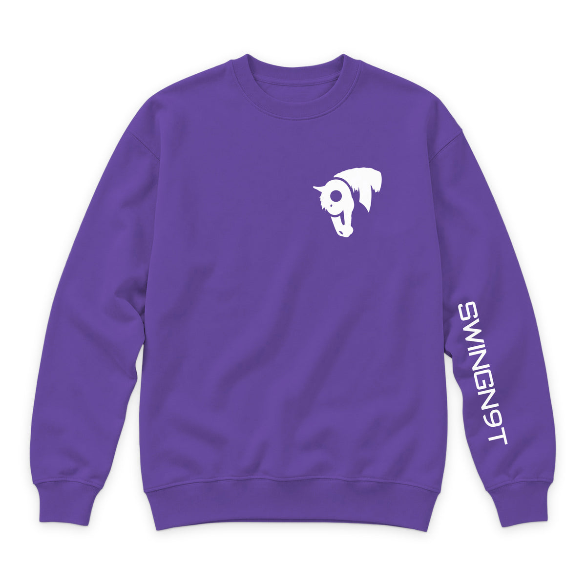 Welder Crewneck — Purple — front view on white