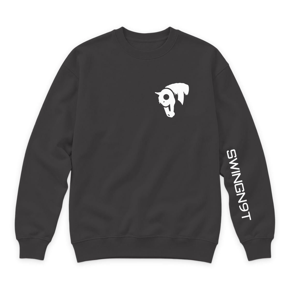Welder Crewneck — Smoke — front view on white