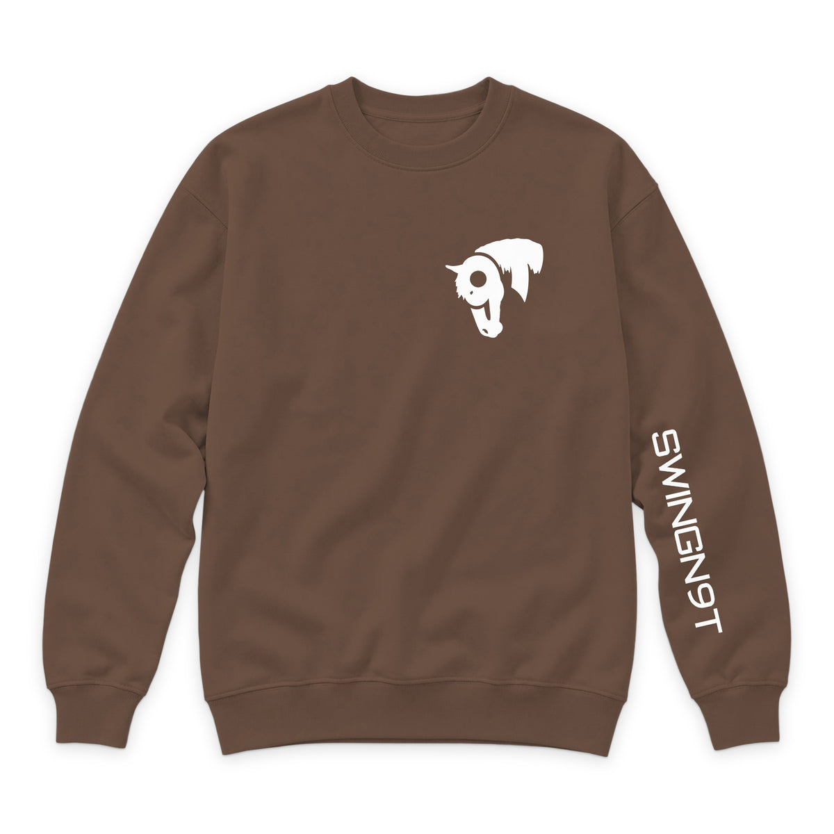 Welder Crewneck — Chestnut — front view on white