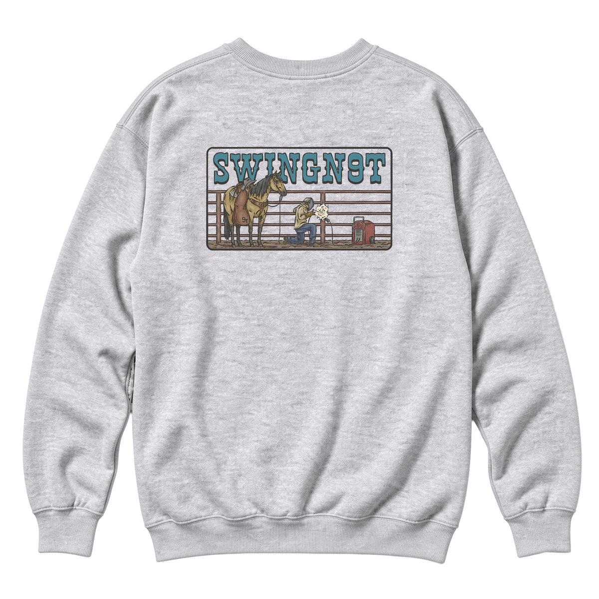 Welder Crewneck / Heather Grey / back on white