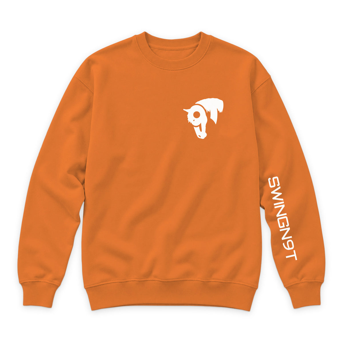 Welder Crewneck — Carrot — front view on white