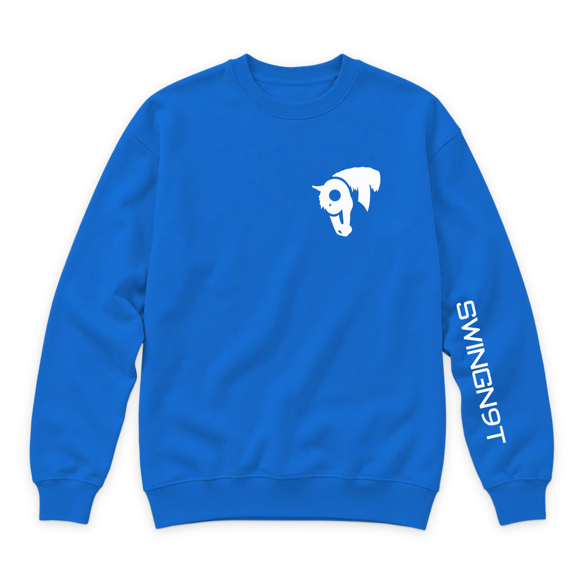Welder Crewneck — True Royal — front view on white
