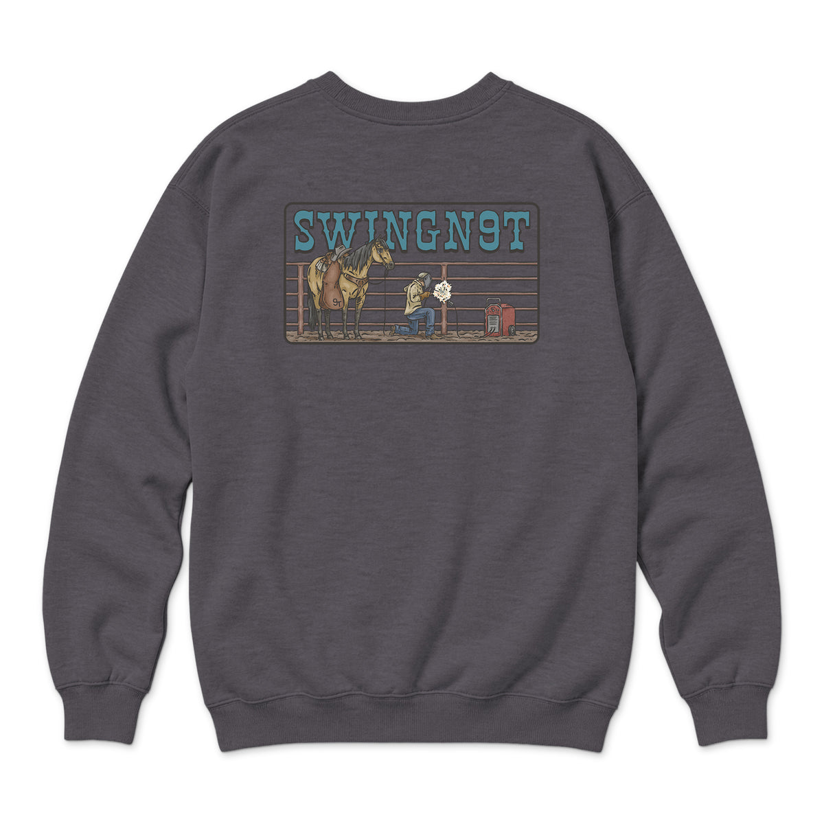 Welder Crewneck / Charcoal Heather / back on white
