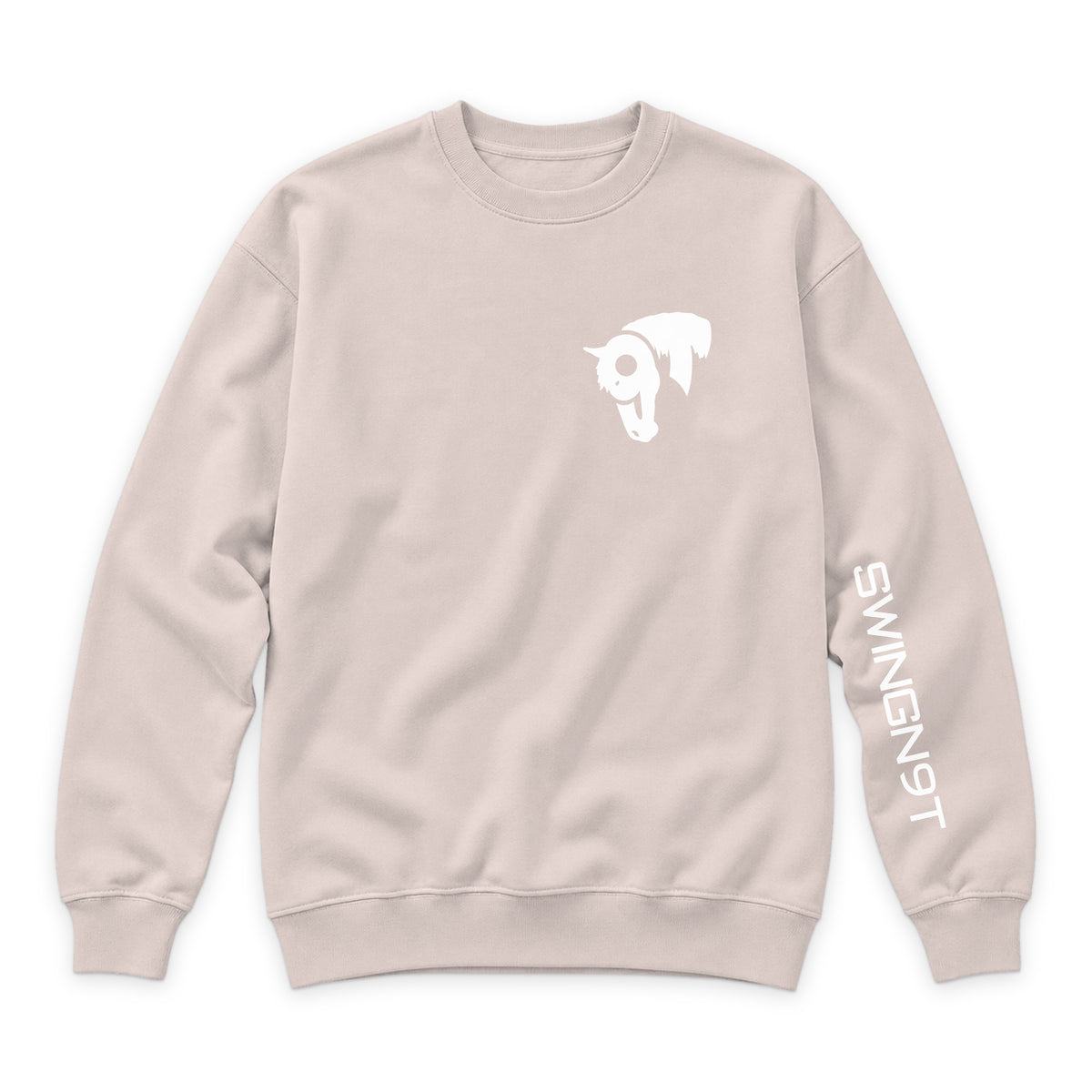 Welder Crewneck — Pale Pink — front view on white