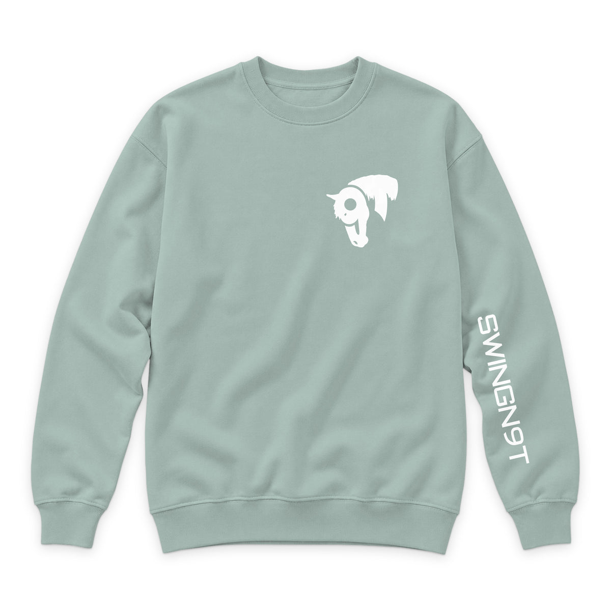 Welder Crewneck — Seafoam — front view on white