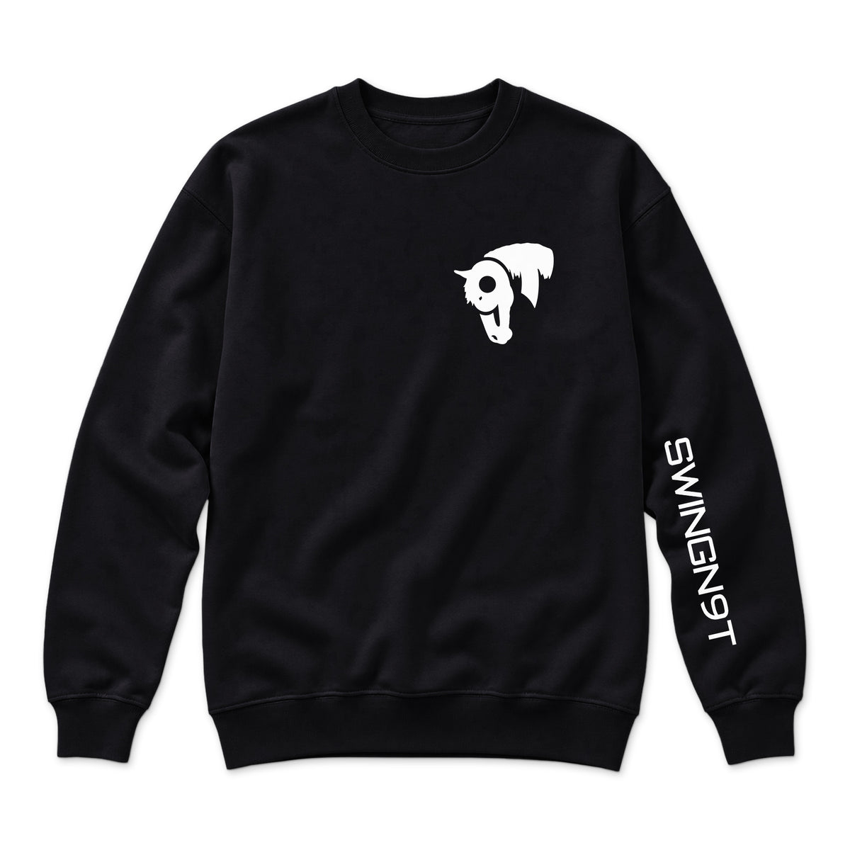 Welder Crewneck — Black — front view on white