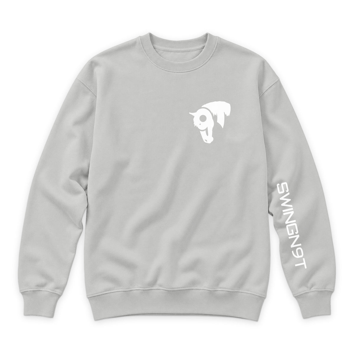 Welder Crewneck — Dove Grey — front view on white