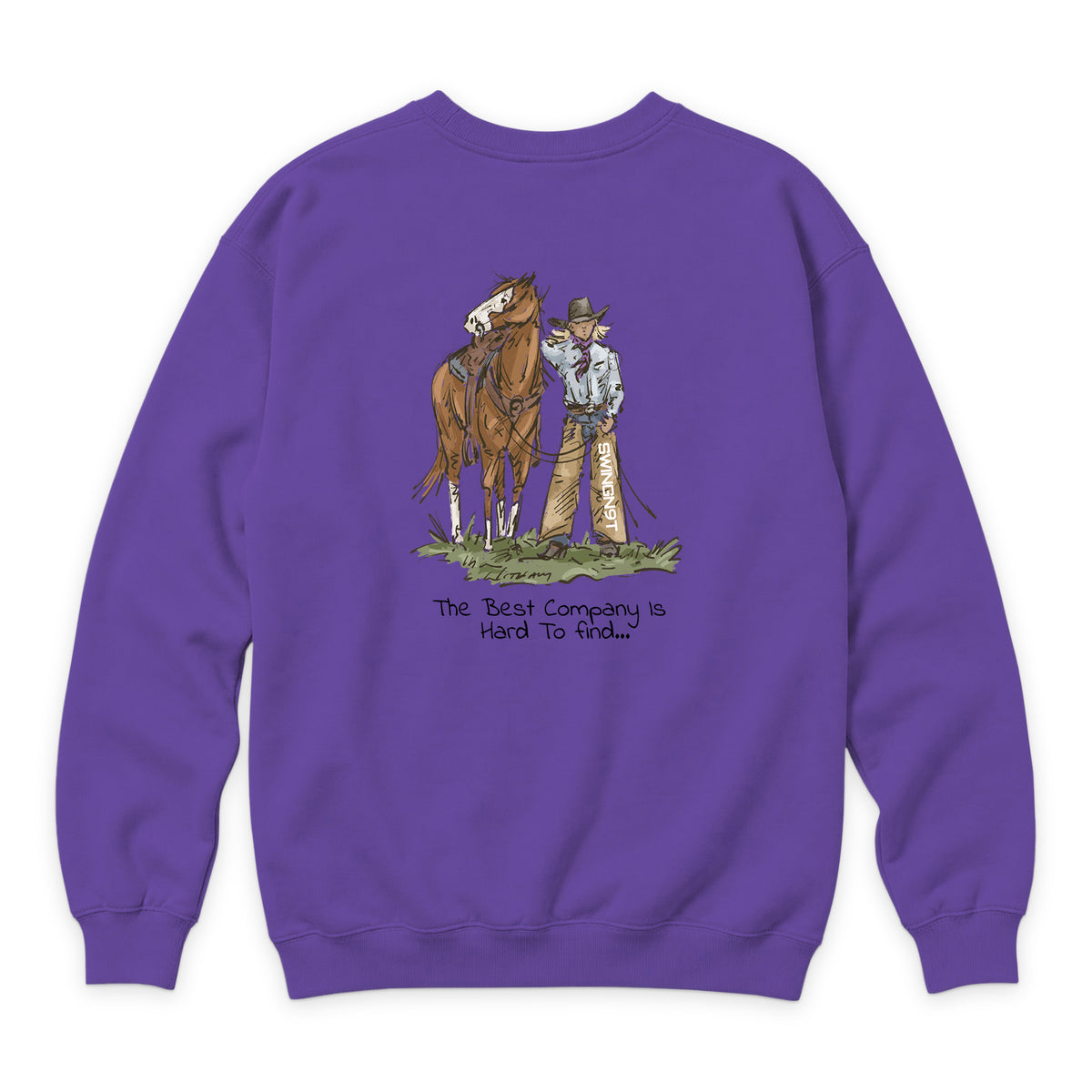 The Best Company Crewneck — Purple — back view on white