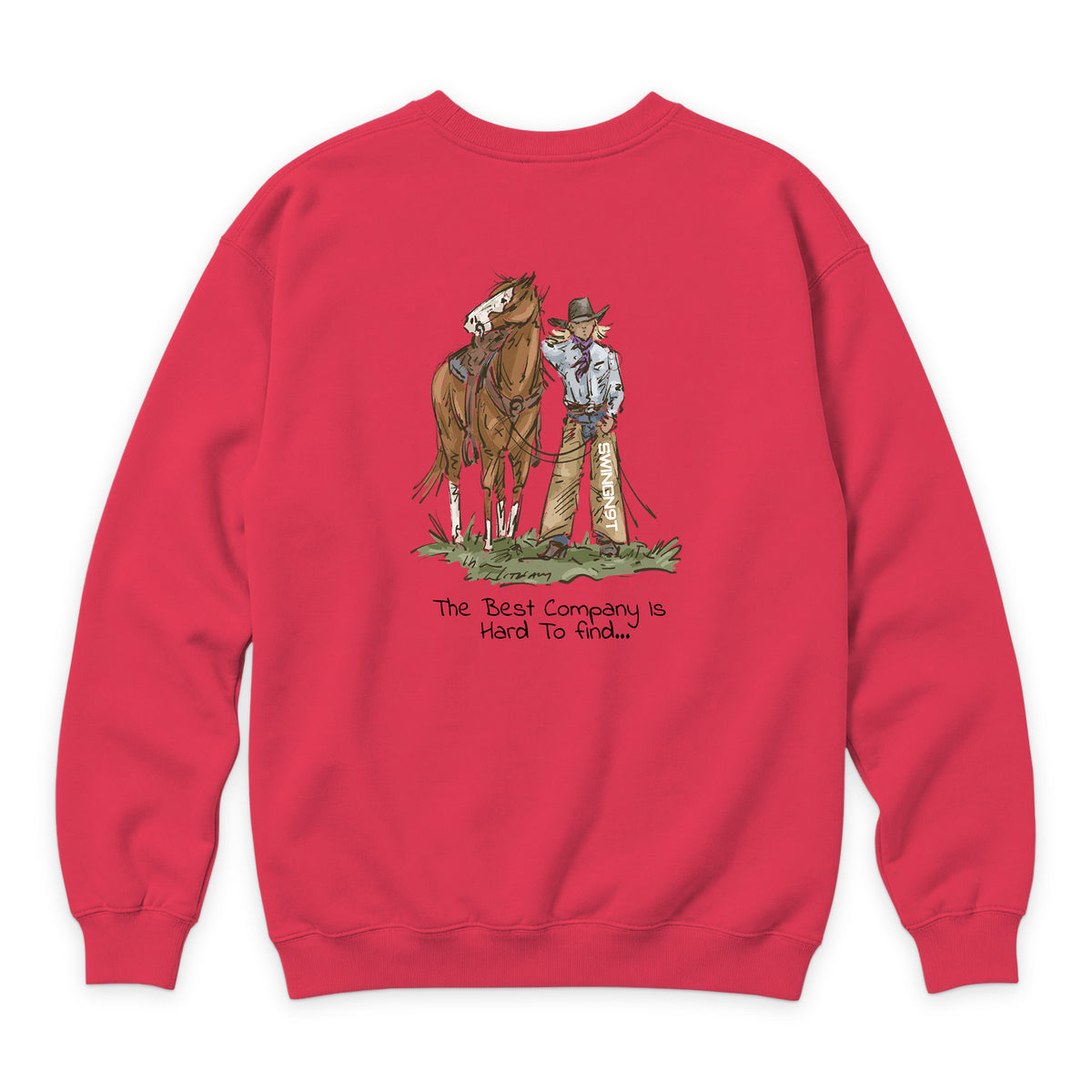 The Best Company Crewneck — Cardinal — back view on white
