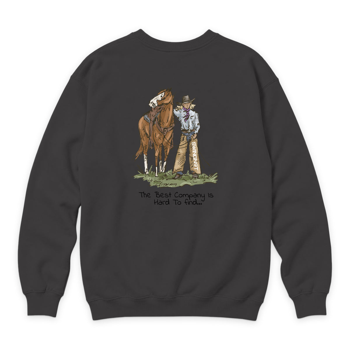 The Best Company Crewneck — Smoke — back view on white