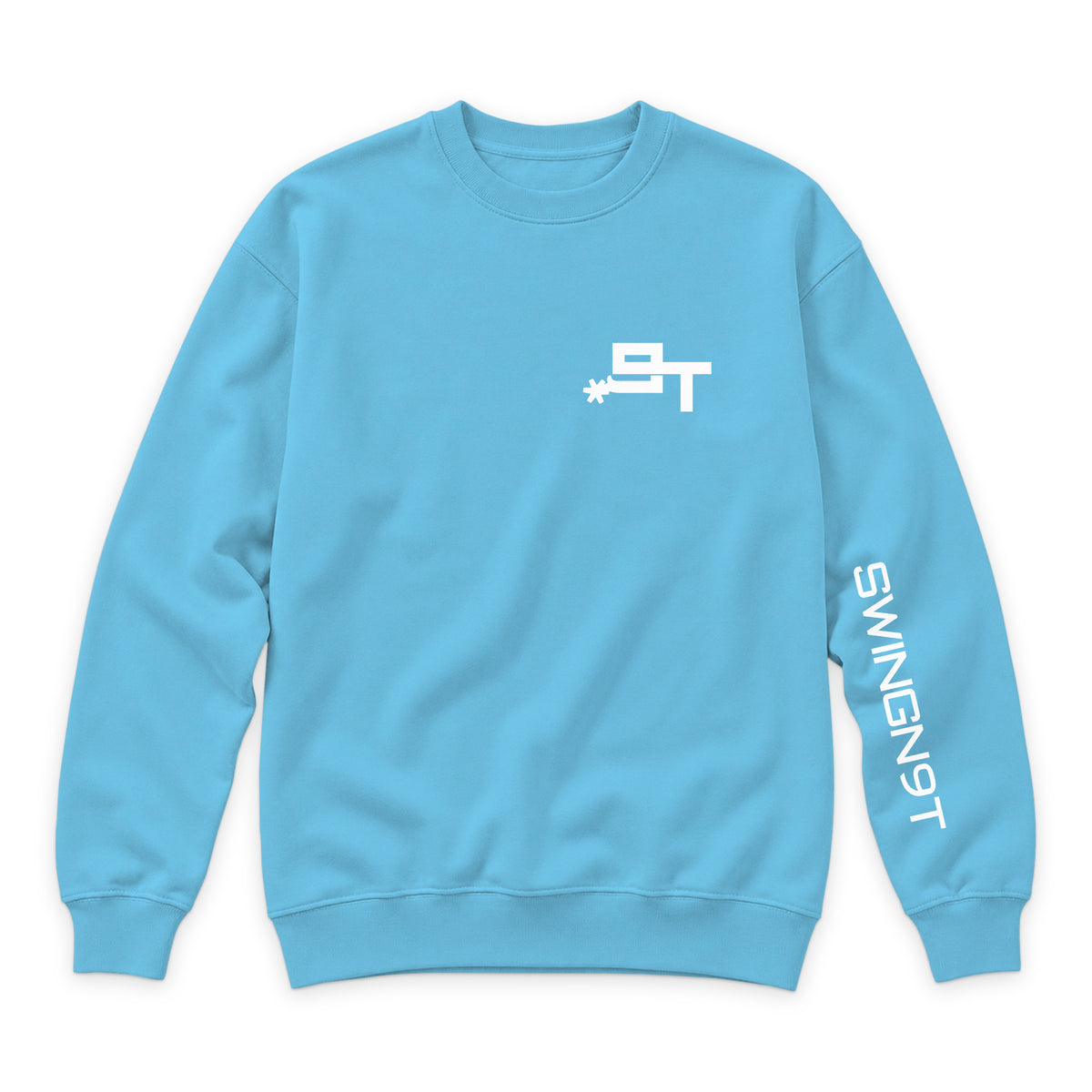 The Best Company Crewneck — Ocean Blue — front view on white