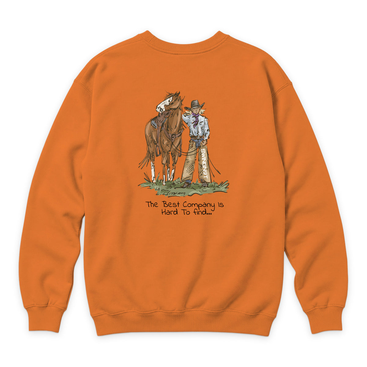The Best Company Crewneck — Carrot — back view on white