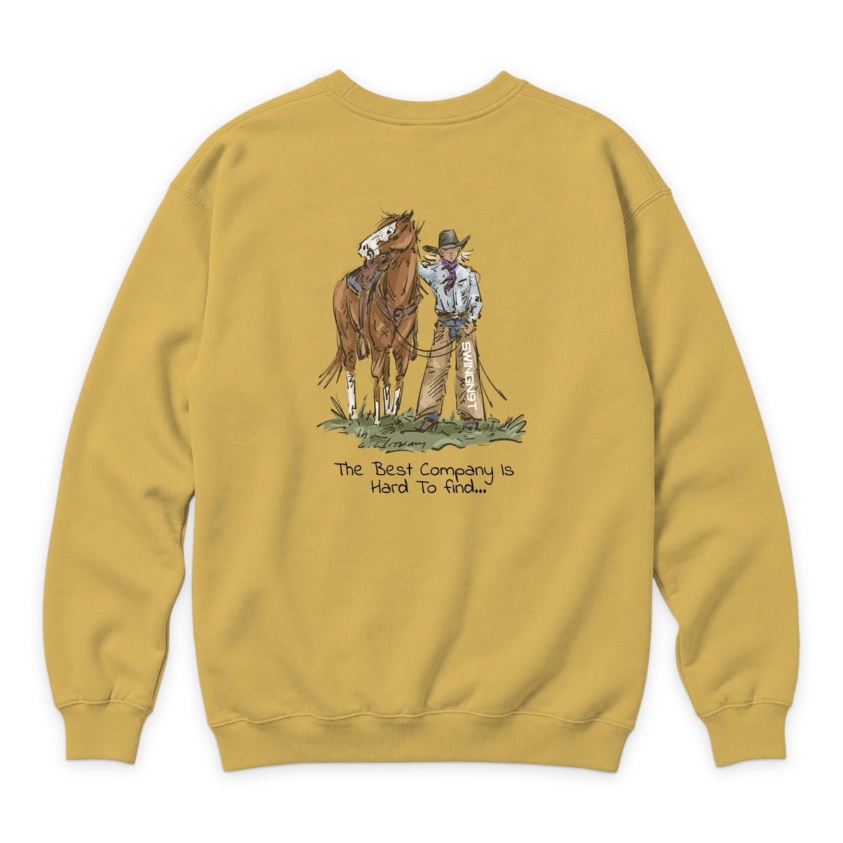 The Best Company Crewneck — Antique Gold — back view on white