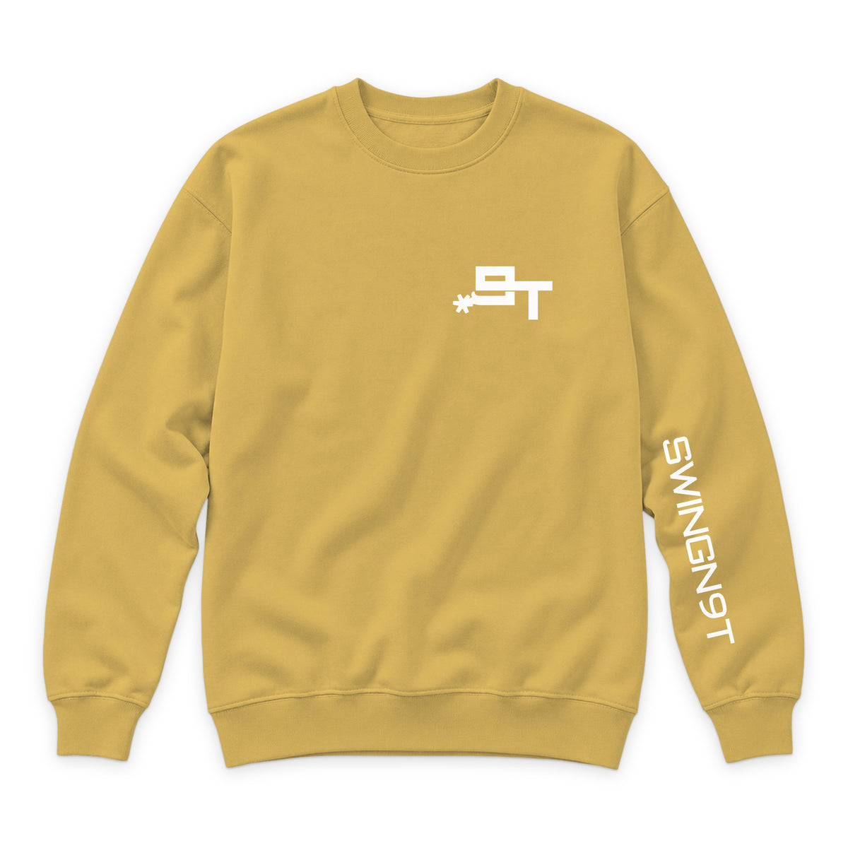The Best Company Crewneck — Antique Gold — front view on white