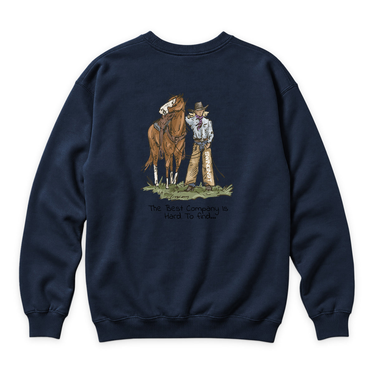 The Best Company Crewneck — Navy — back view on white