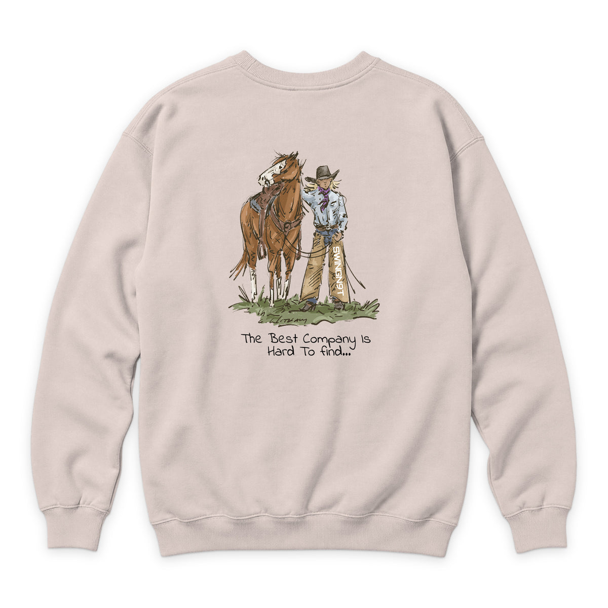 The Best Company Crewneck — Pale Pink — back view on white