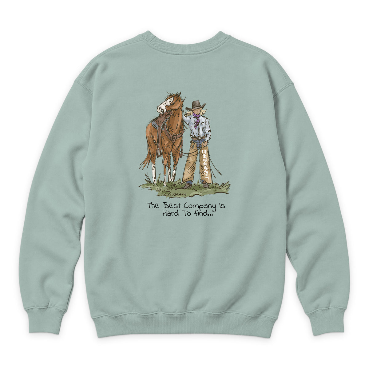 The Best Company Crewneck — Seafoam — back view on white