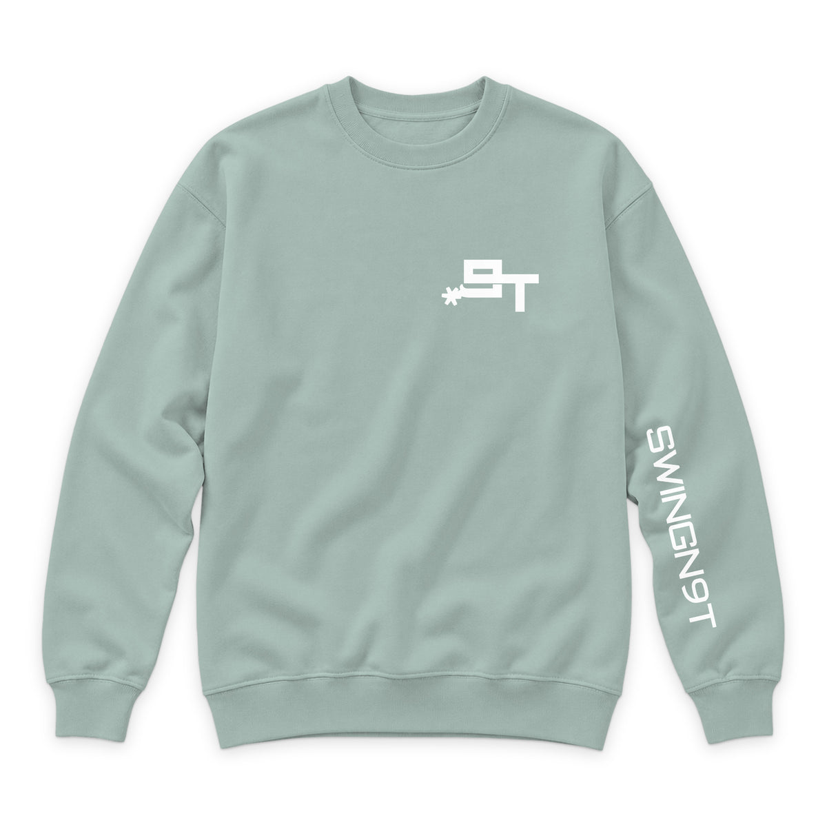 The Best Company Crewneck — Seafoam — front view on white