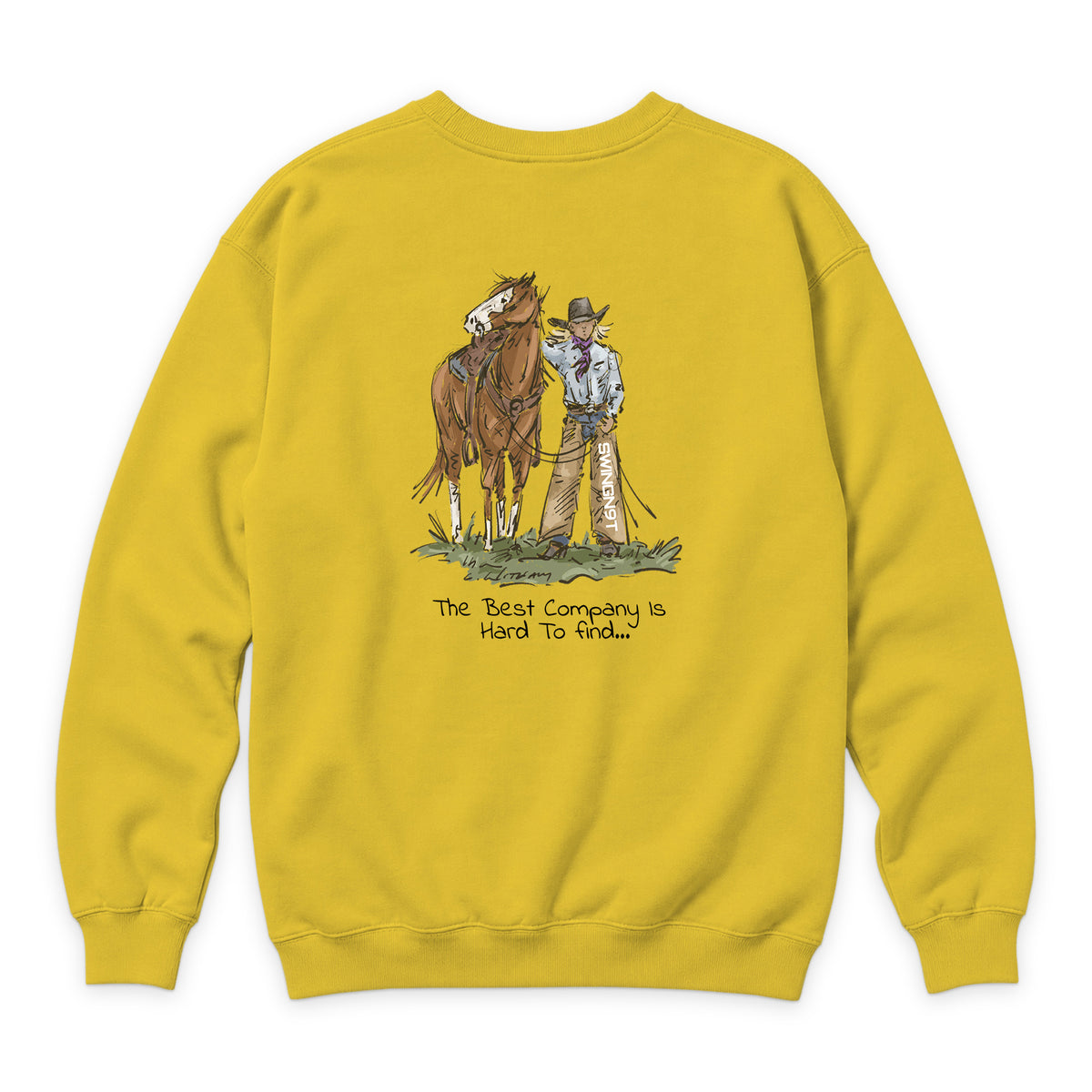 The Best Company Crewneck — Lemon — back view on white