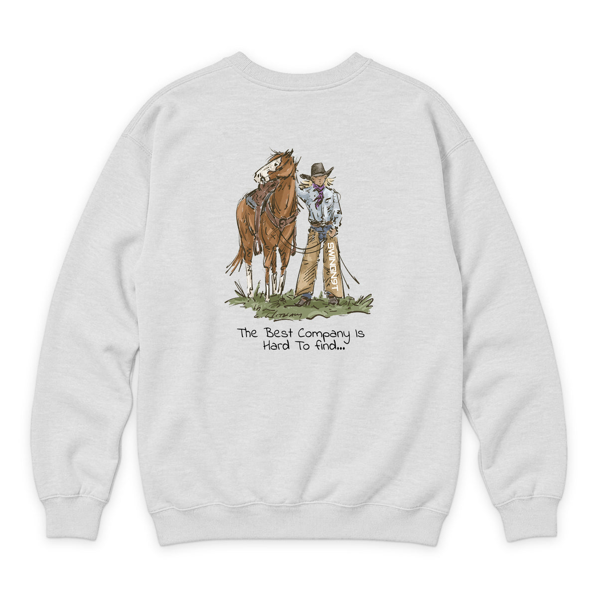 The Best Company Crewneck — Oatmeal Heather — back view on white