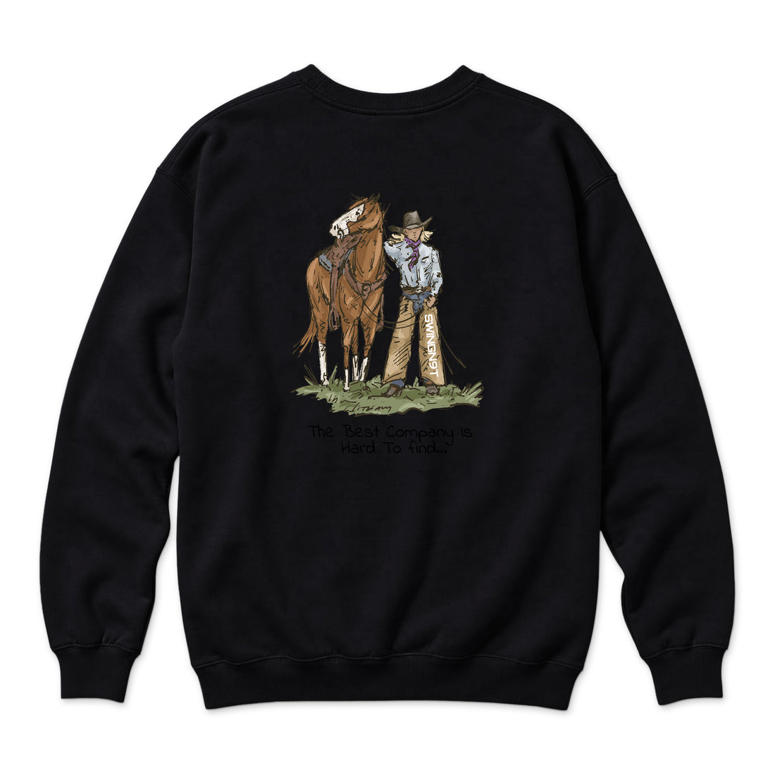 The Best Company Crewneck — Black — back view on white