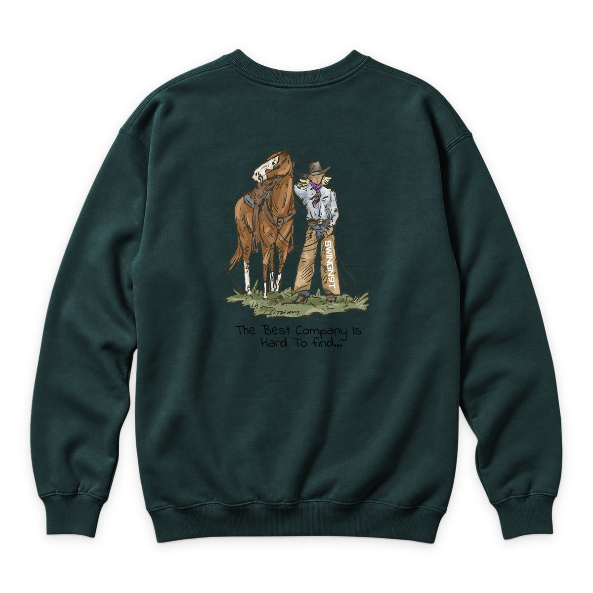 The Best Company Crewneck — Sports Green — back view on white