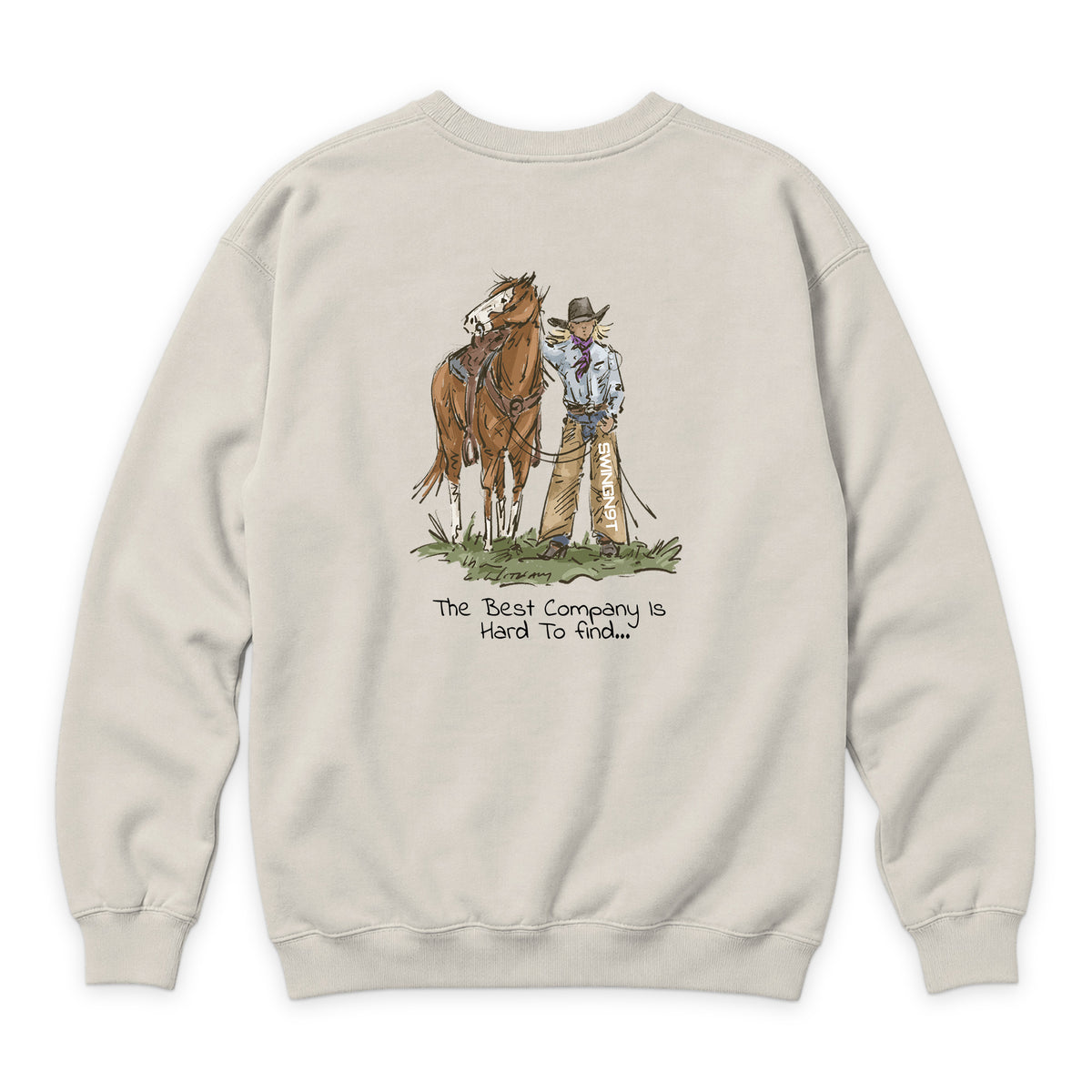 The Best Company Crewneck — Sandshell — back view on white