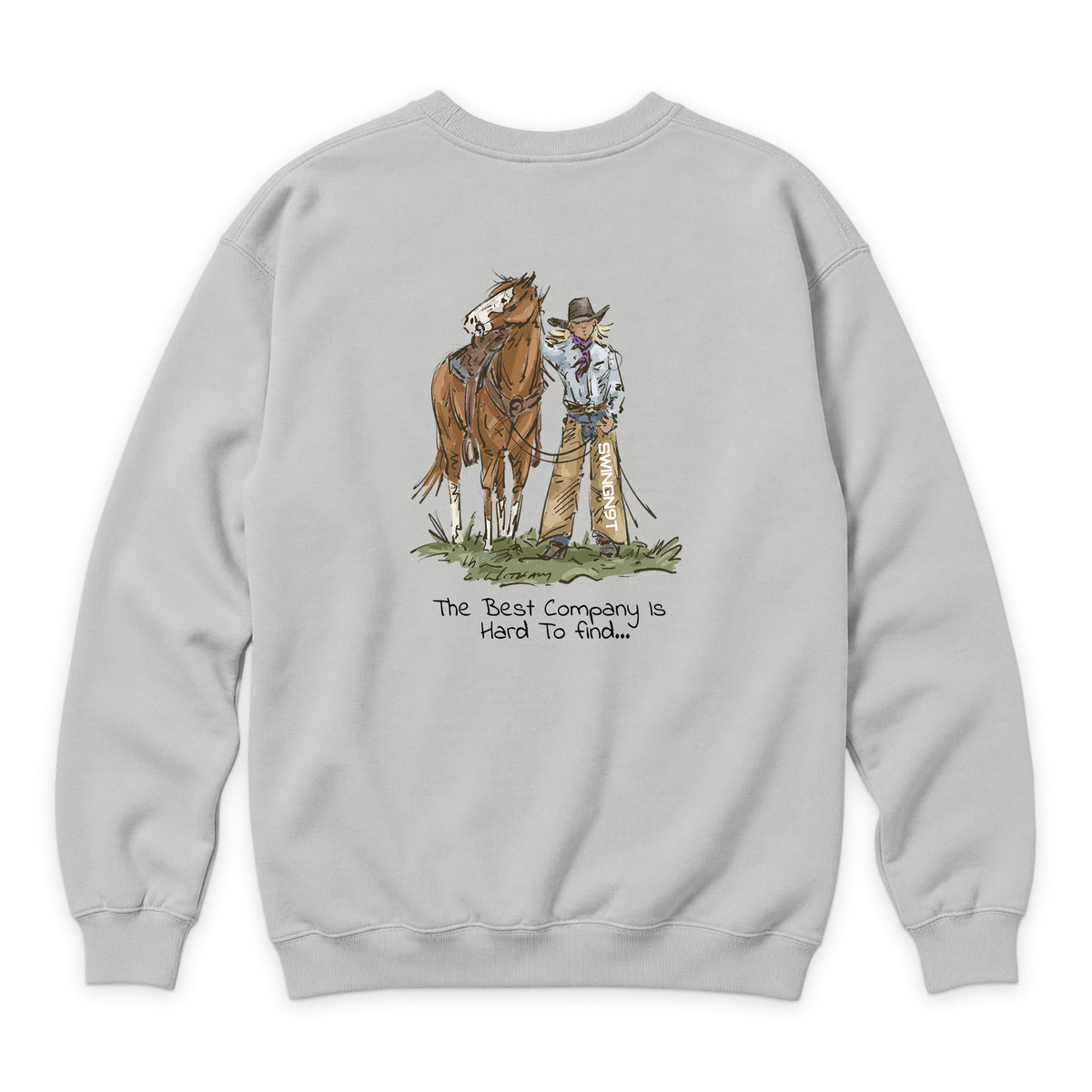 The Best Company Crewneck — Dove Grey — back view on white