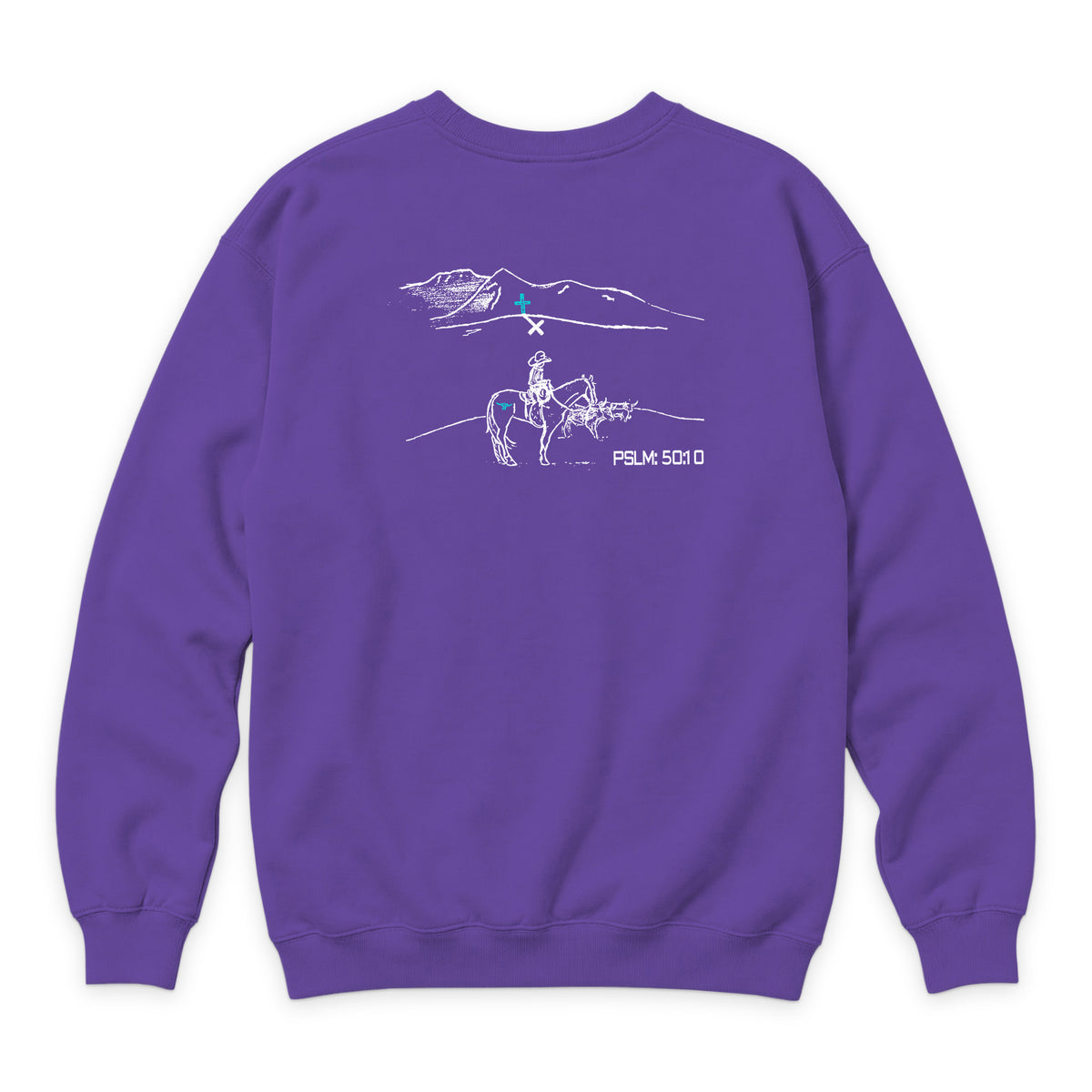 PSLM 50:10 Crewneck — Purple — back view on white