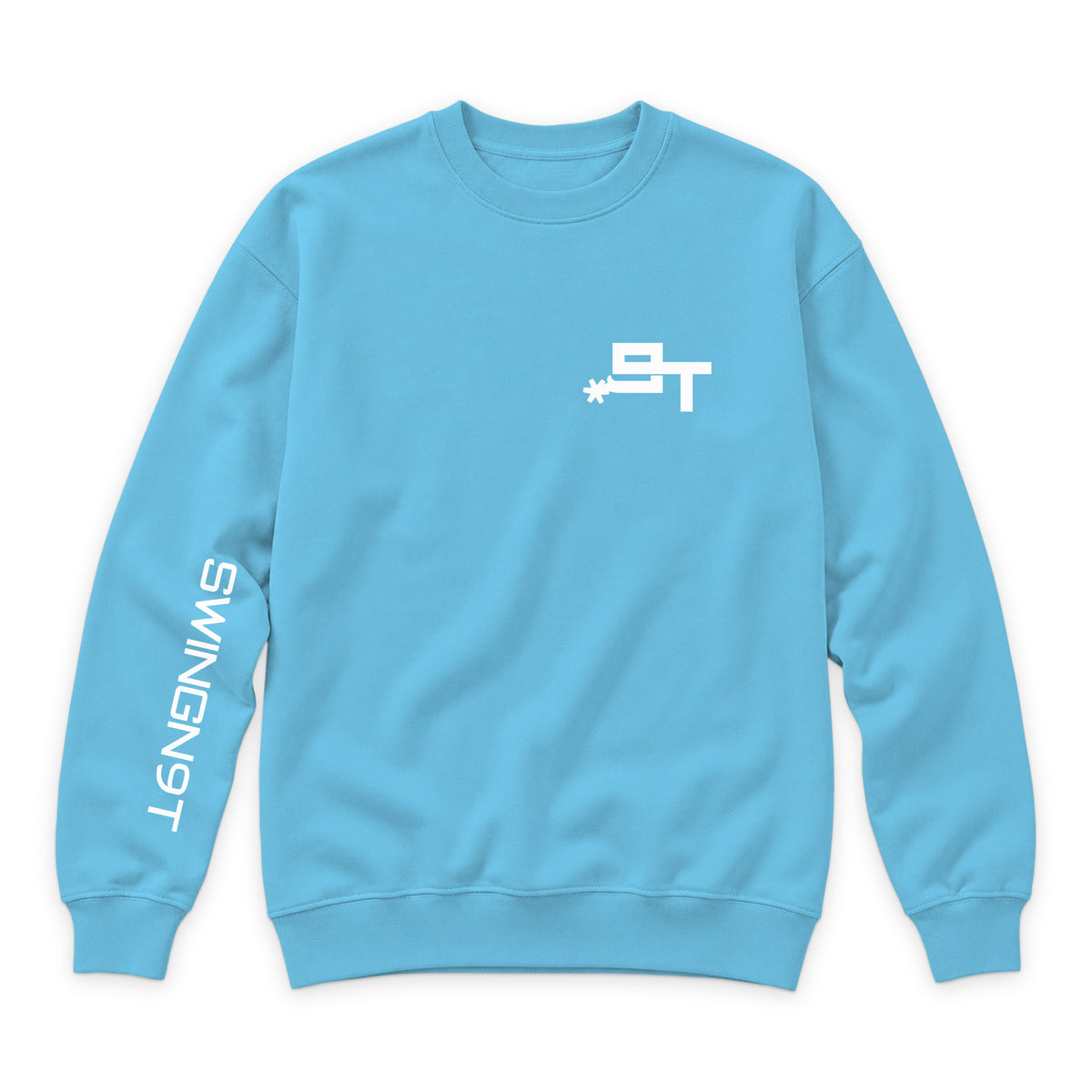 PSLM 50:10 Crewneck — Ocean Blue — front view on white