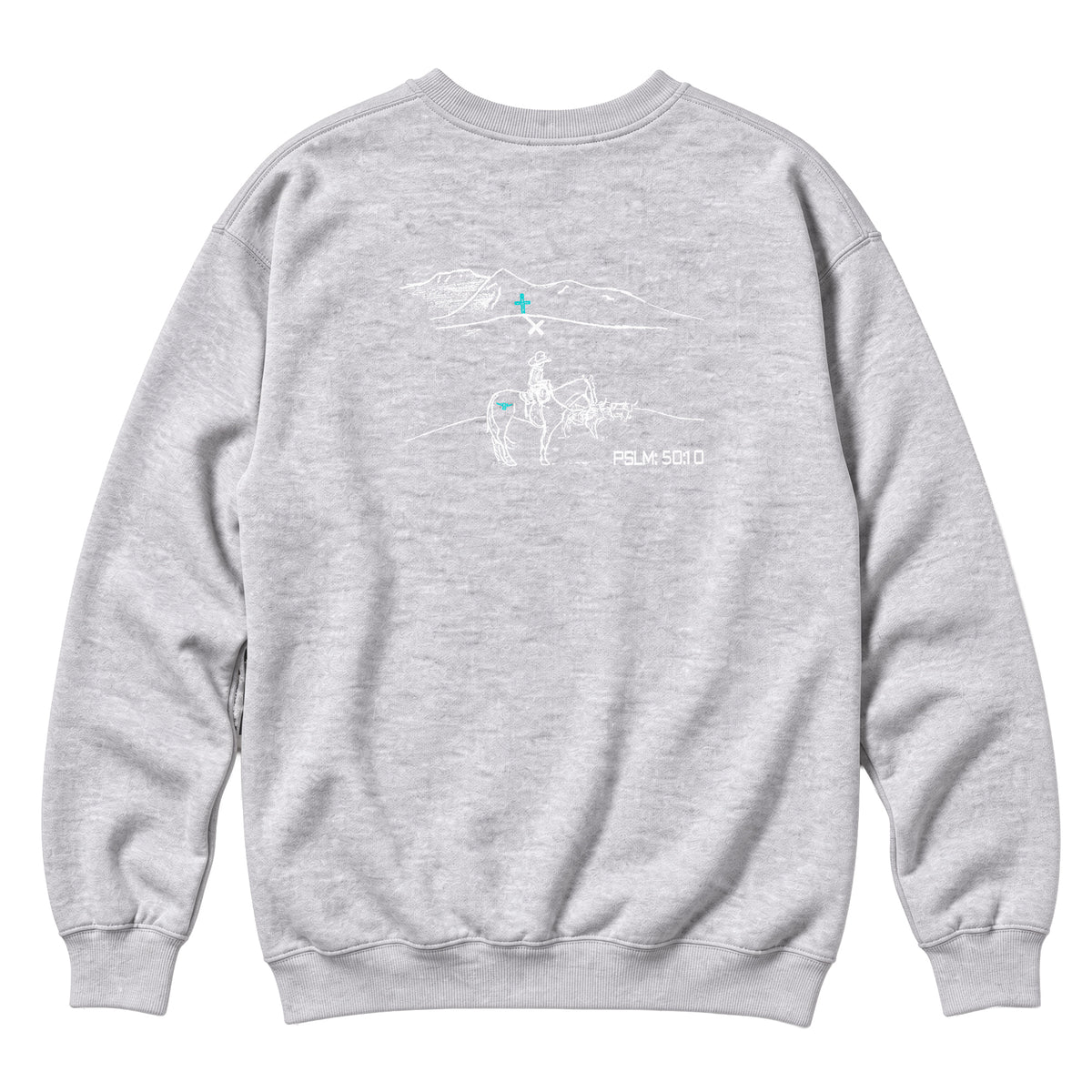 PSLM 50:10 Crewneck / Heather Grey / back on white