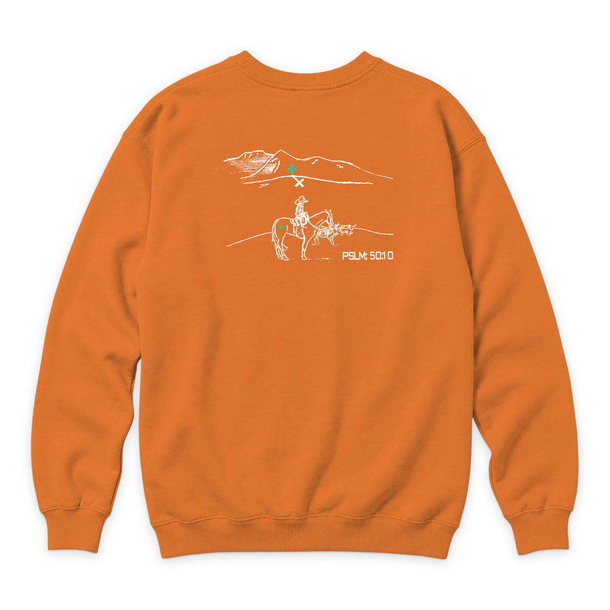 PSLM 50:10 Crewneck — Carrot — back view on white