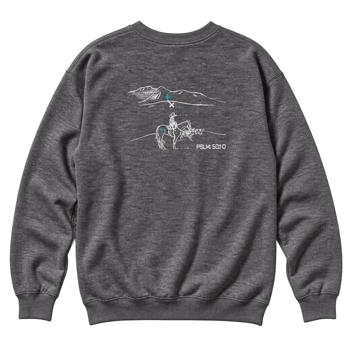 PSLM 50:10 Crewneck / Charcoal Heather / back on white