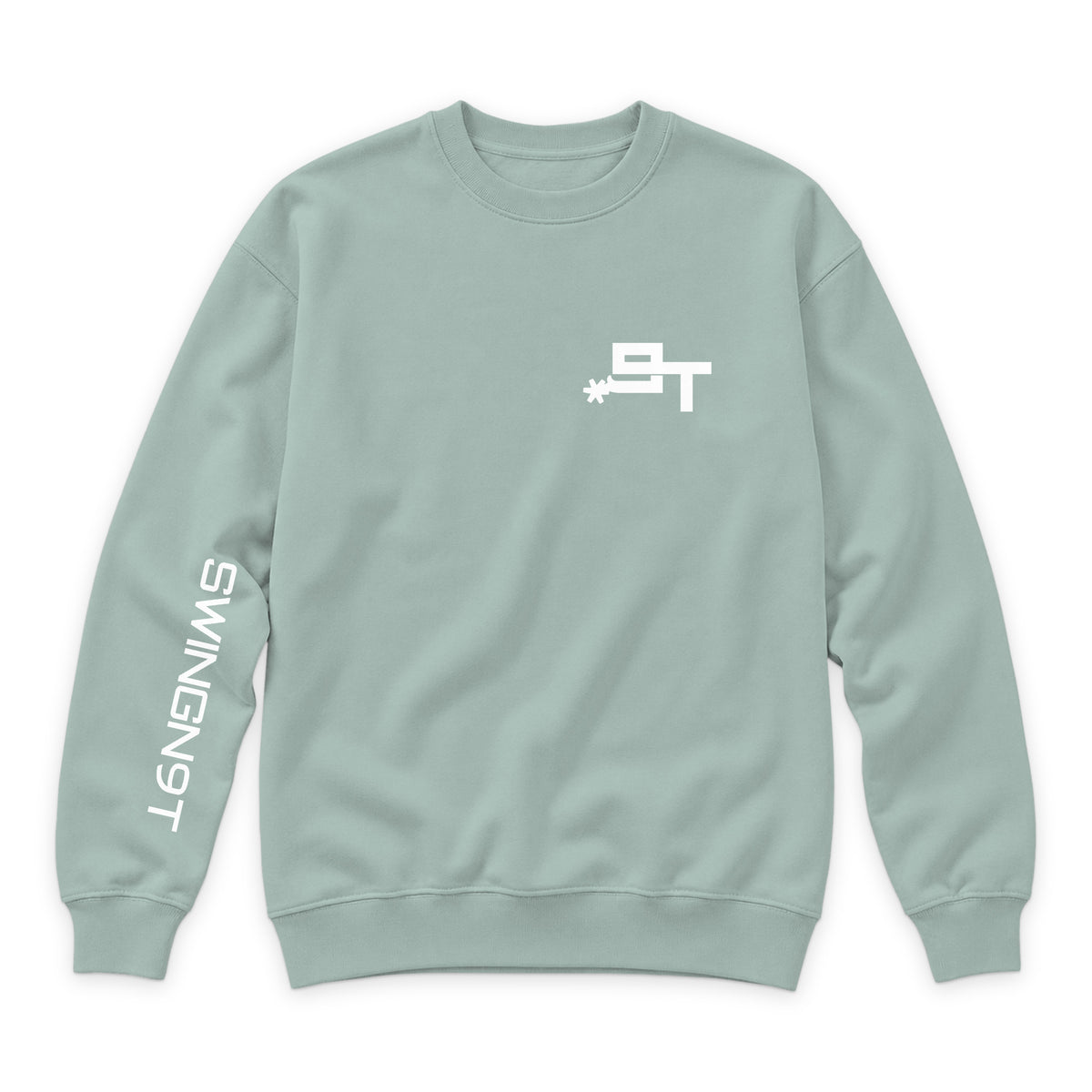 PSLM 50:10 Crewneck — Seafoam — front view on white
