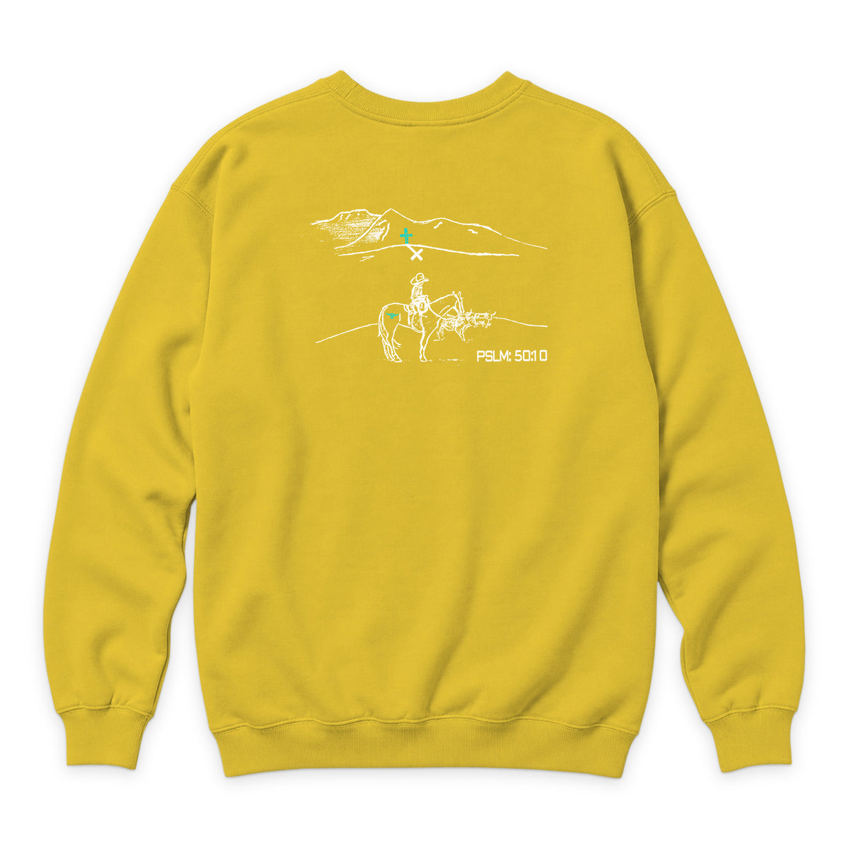 PSLM 50:10 Crewneck — Lemon — back view on white