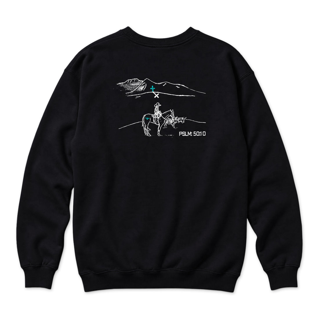 PSLM 50:10 Crewneck — Black — back view on white