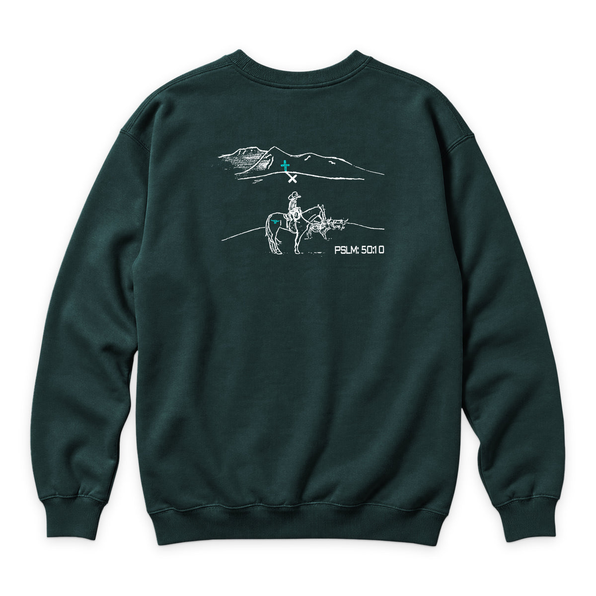 PSLM 50:10 Crewneck — Sports Green — back view on white