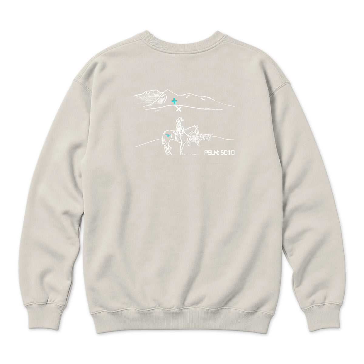 PSLM 50:10 Crewneck / Sandshell / back on white